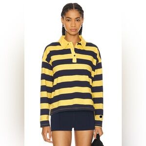 Sundry Crop Stripe Rugby Polo Shirt - XS